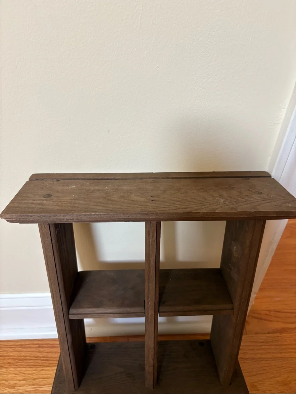 Rustic Brown Wall Shelf with Window-Style Design